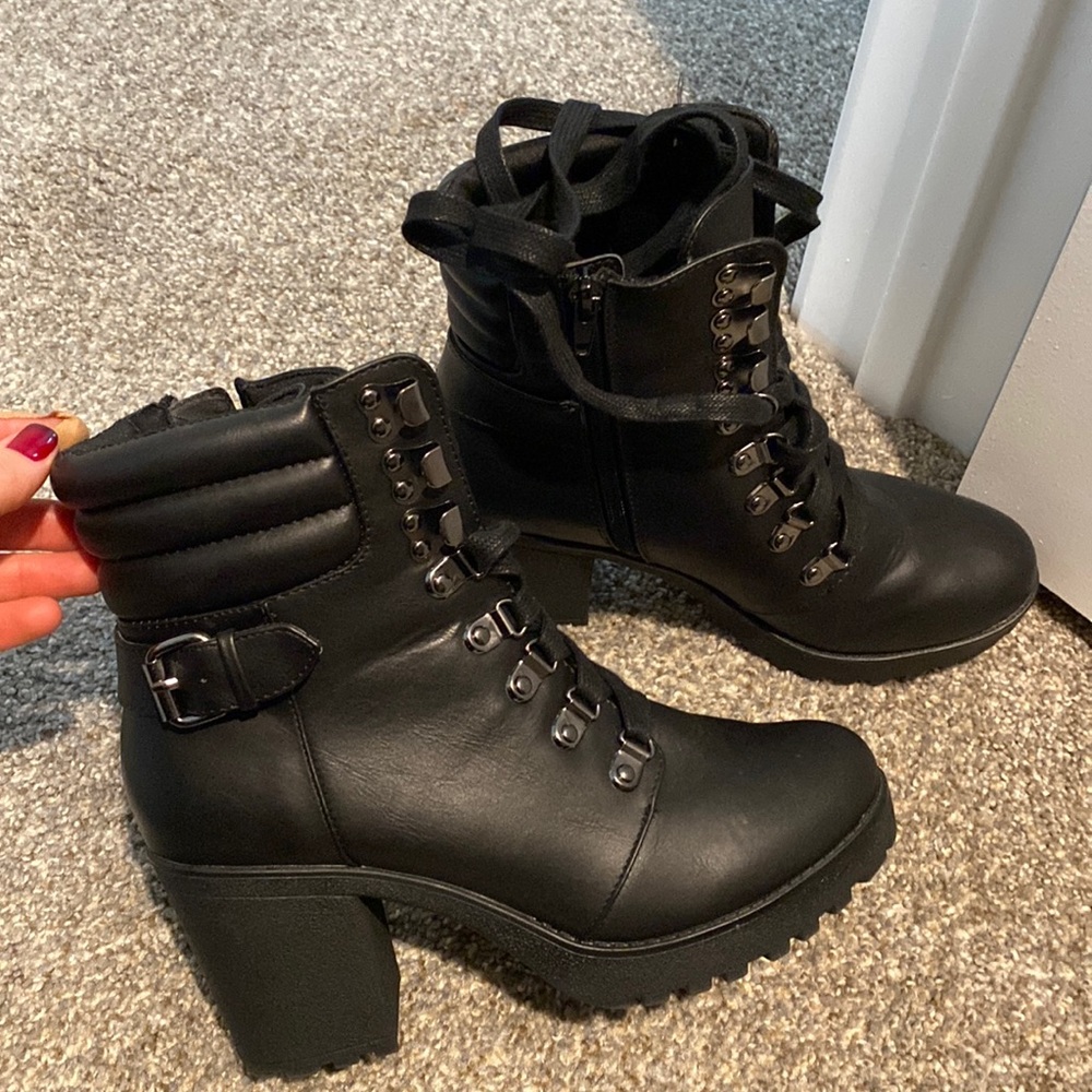 Black lace up ankle boots